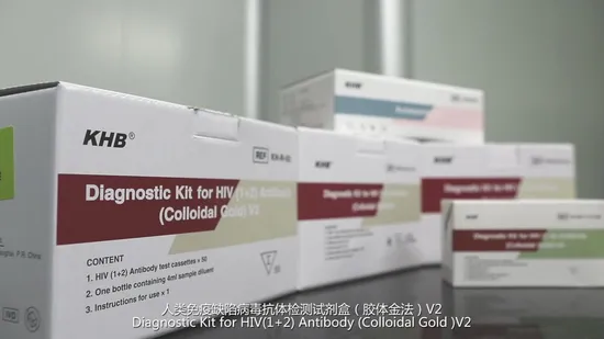 KHB Diagnostic Kit for HIV (1+2) Antibody (Colloidal Gold) V2 HIV Reagent Rapid Test with CE IVDR & WHOPQ Professional Use 